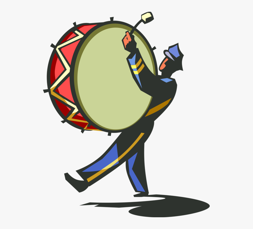 Clip Art Royalty Free Library Marching Band With Drum - Bass Drummer Marching Band, HD Png Download, Free Download