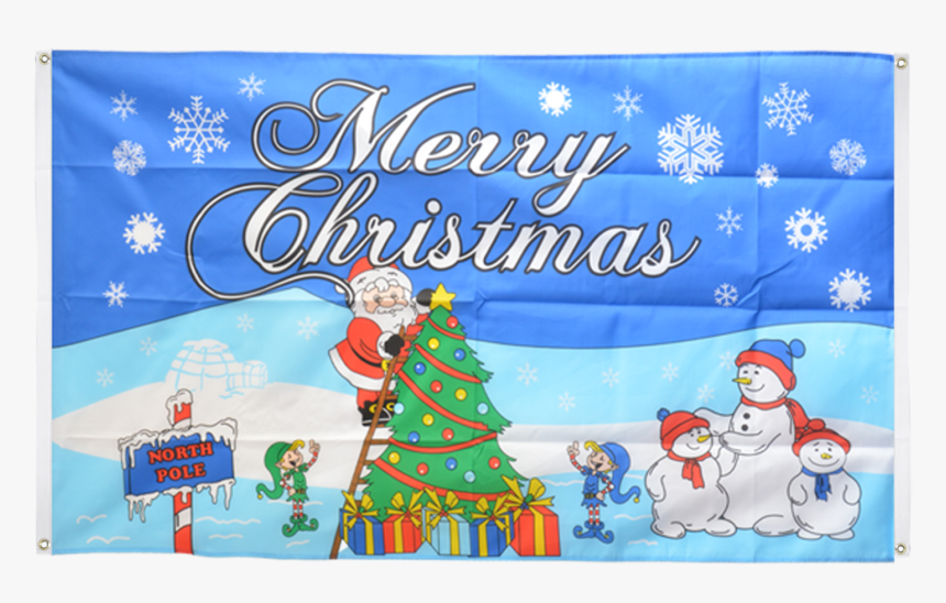 Merry Christmas North Pole Flag For Balcony - North Pole And Father Christmas, HD Png Download, Free Download