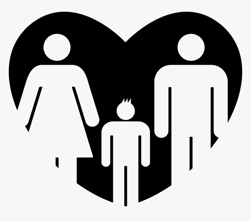 Father And Mother With Their Son In A Heart Symbol - Mother Son Black White Png, Transparent Png, Free Download