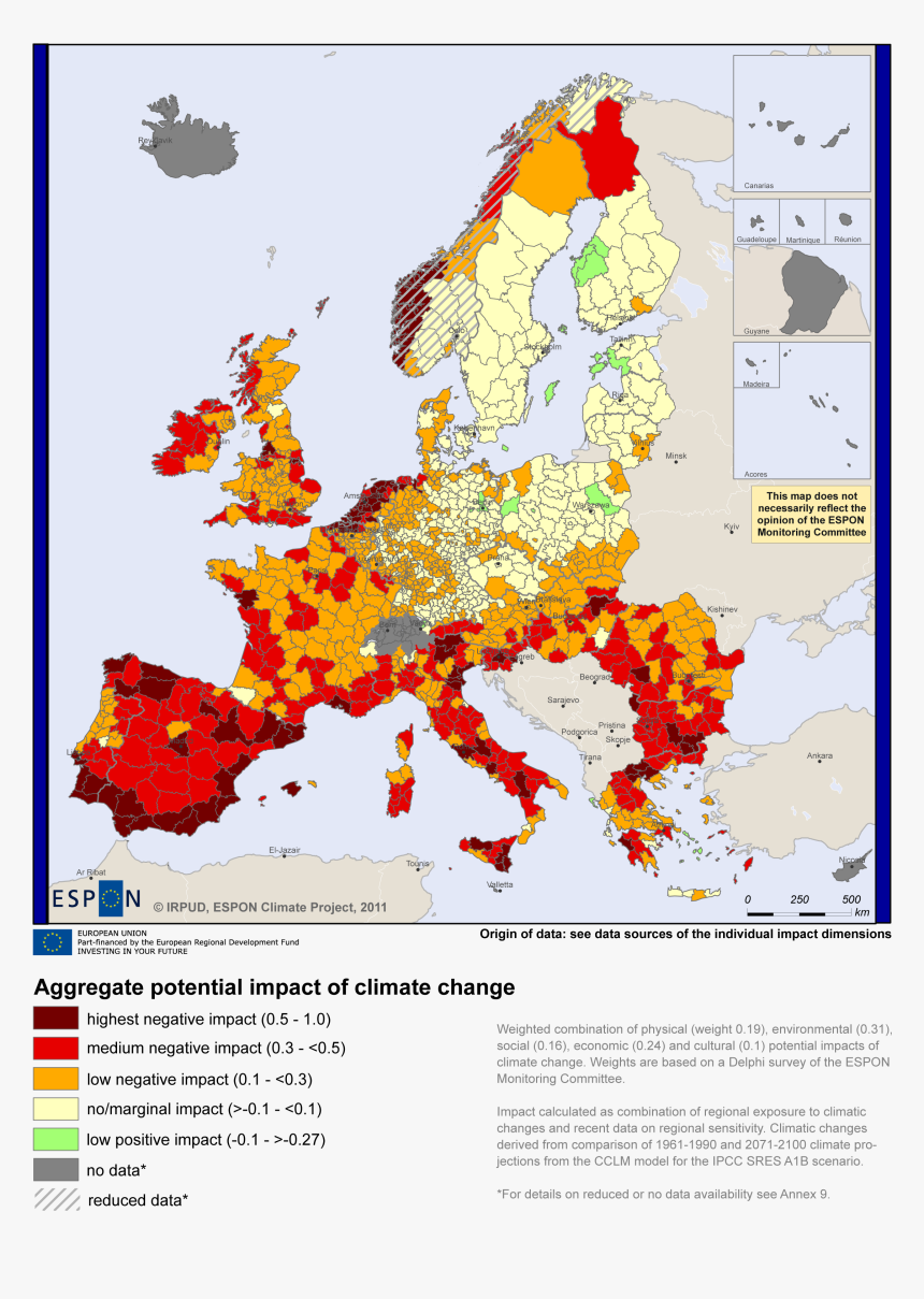 Climate Change Map Europe, HD Png Download, Free Download