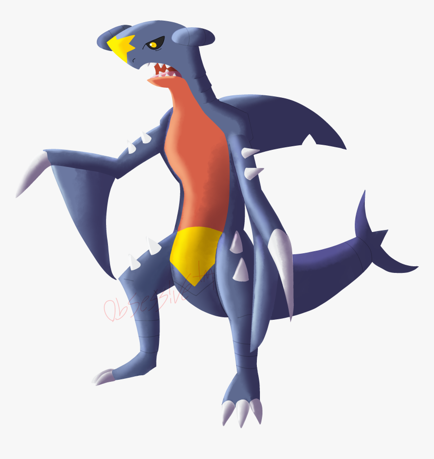 Obsessive™ Garchomp Painting Art Fanart Painting Pokemon - Cartoon, HD Png Download, Free Download