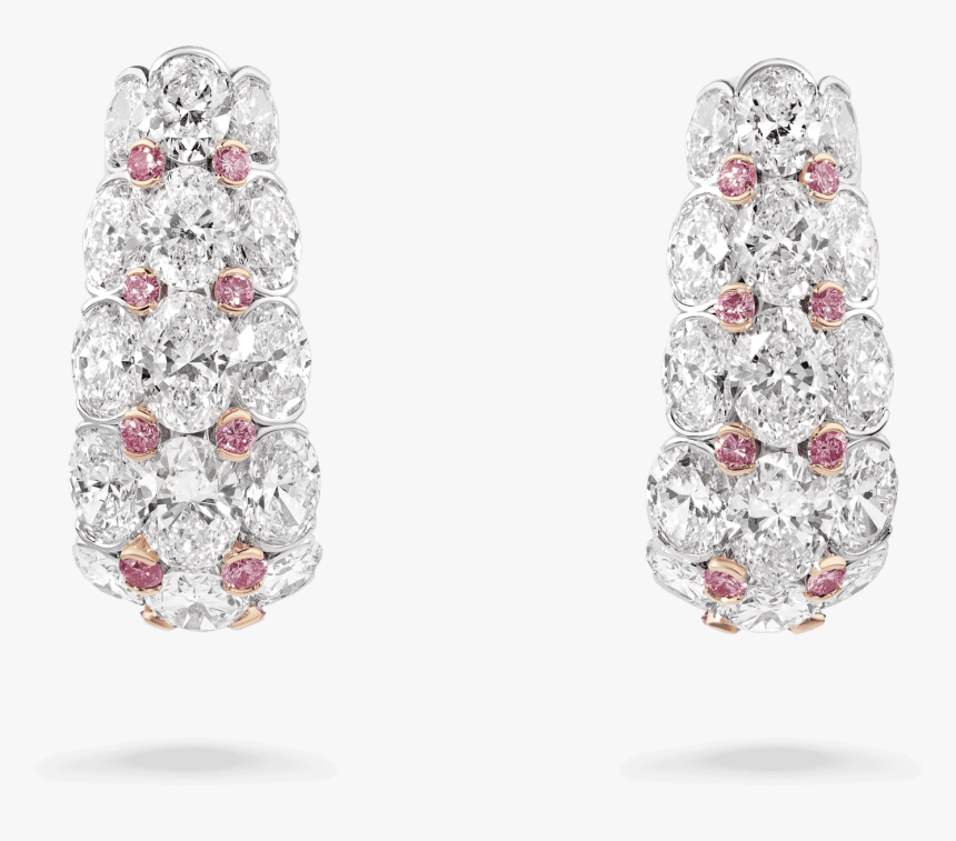 Pirouette Oval White And Pink Diamond Hoop Earrings - Ruby Earribg Png Wwwdavidmorris, Transparent Png, Free Download