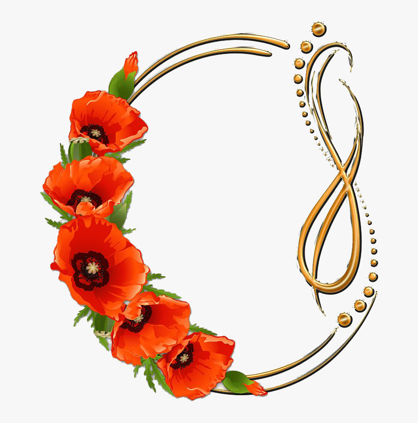 Round Poppy Flower Frame Png File - Picture Frame, Transparent Png, Free Download