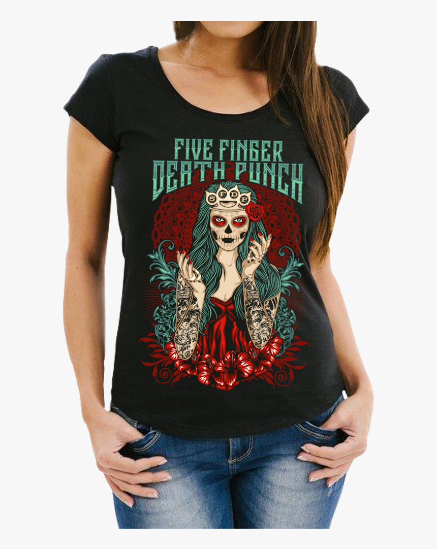 Lady Muerta Tee - Womens Five Finger Death Punch Shirt, HD Png Download, Free Download
