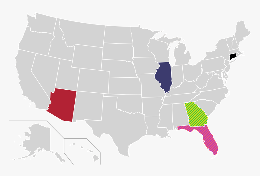 Presidential Candidate Home State Locator Map, 2008 - 7 Regions In The Us, HD Png Download, Free Download