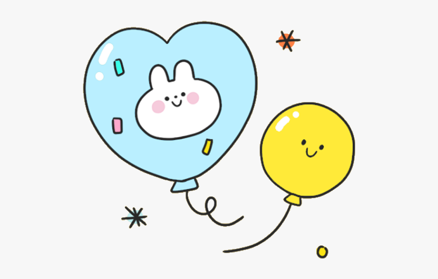 #kawaii #cute #balloon #blue #pastel #yellow #bunny - Circle, HD Png Download, Free Download