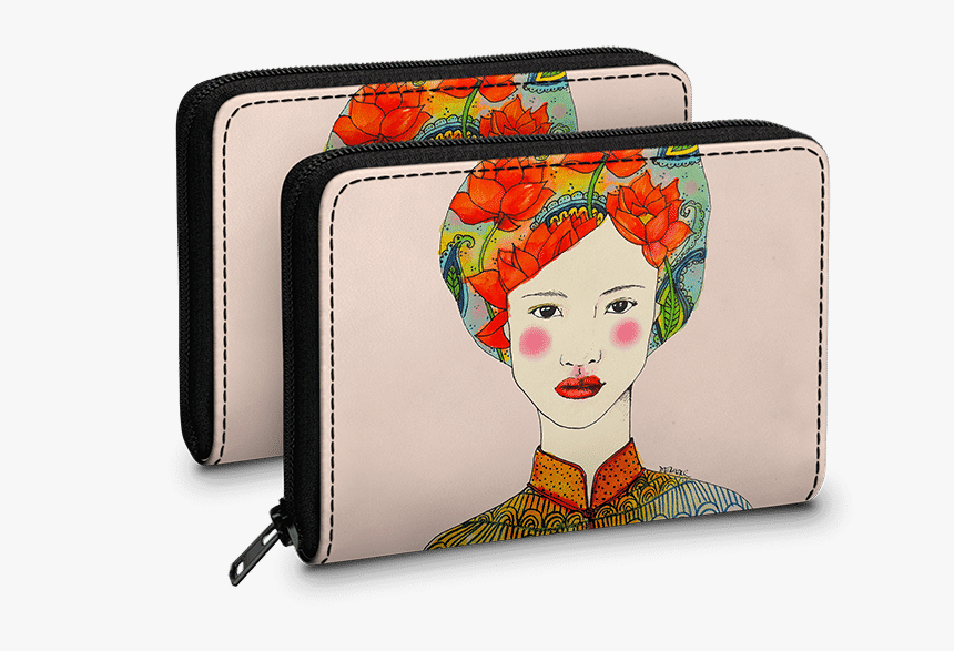 Dailyobjects Lotus Girl Zipper Slim Card & Coin Wallet - Alubild Orange, Micasa, HD Png Download, Free Download