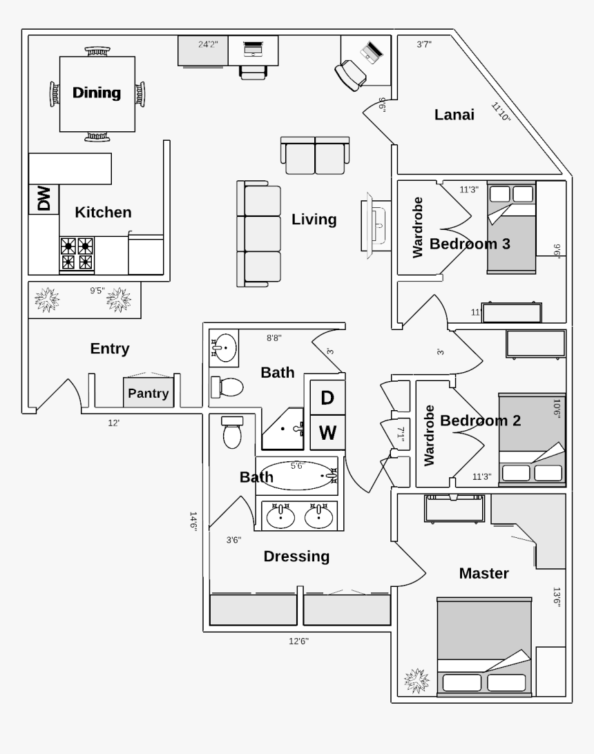 Interior Design Floor Plan Sketches Png - Home Emergency Floor Plan, Transparent Png, Free Download