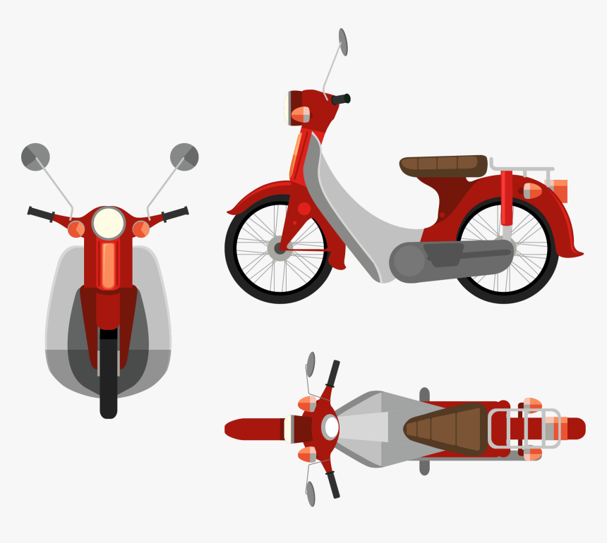 Scooter Motorcycle Illustration - Colourful Scooter Drawing, HD Png Download, Free Download