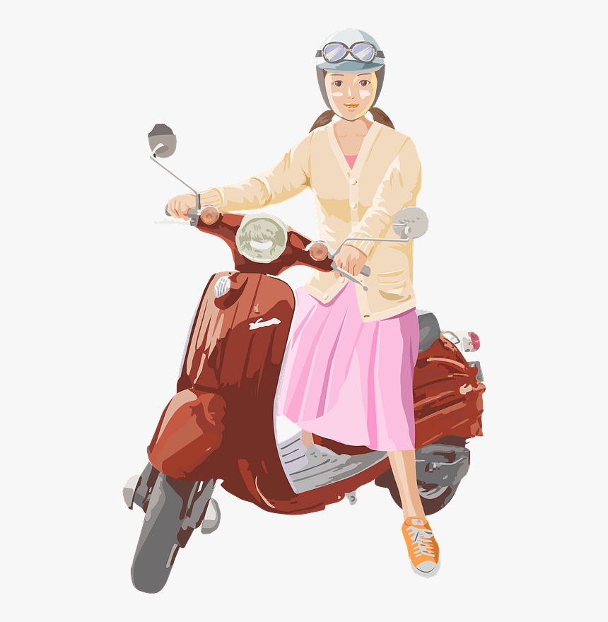 Motor Scooter Girl Clipart スクーター に 乗る 人 イラスト 無料 Hd Png Download Kindpng