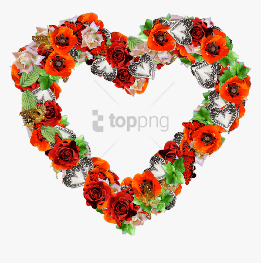 Free Png Download Heart Made Of Poppies And Roses Png - Free Clip Art Valentines Day Hearts, Transparent Png, Free Download