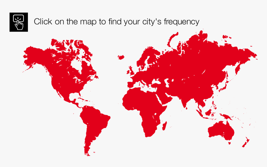 Clic On The Map To Find Your City"s Frequency"
						 - World Map Grey Png, Transparent Png, Free Download