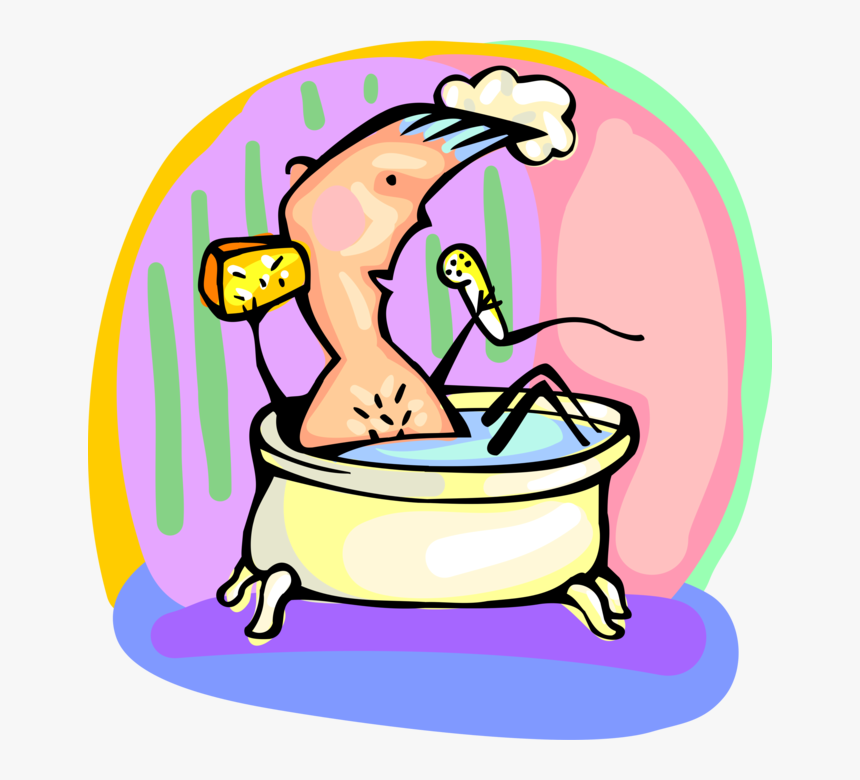 Vector Illustration Of Singing In The Bathtub With - Человек В Ванной Пнг, HD Png Download, Free Download