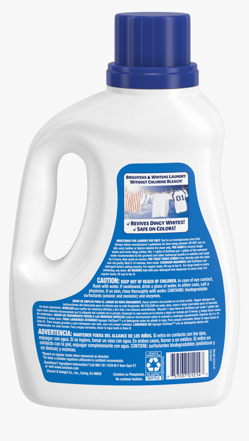Oxiclean White Revive Liquid Laundry Whitener Stain - Plastic Bottle, HD Png Download, Free Download