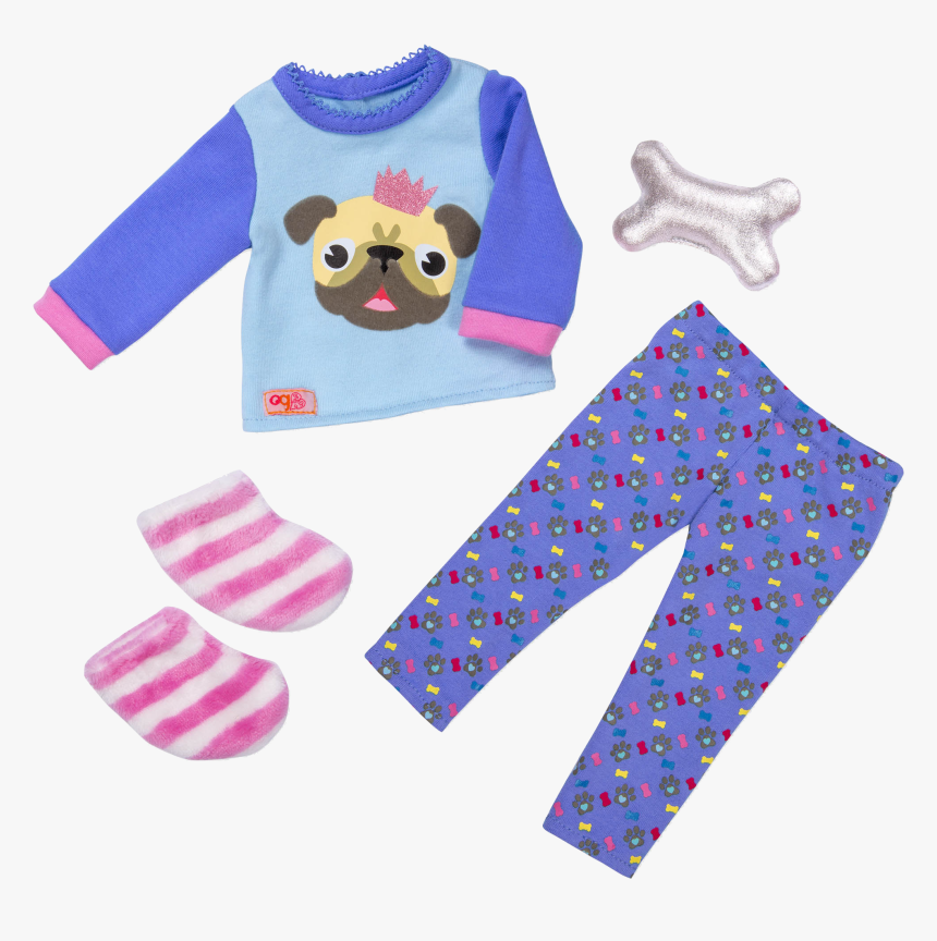 Pug Jama Party Sleepwear Outfit For 18 Inch Dolls, HD Png Download, Free Download