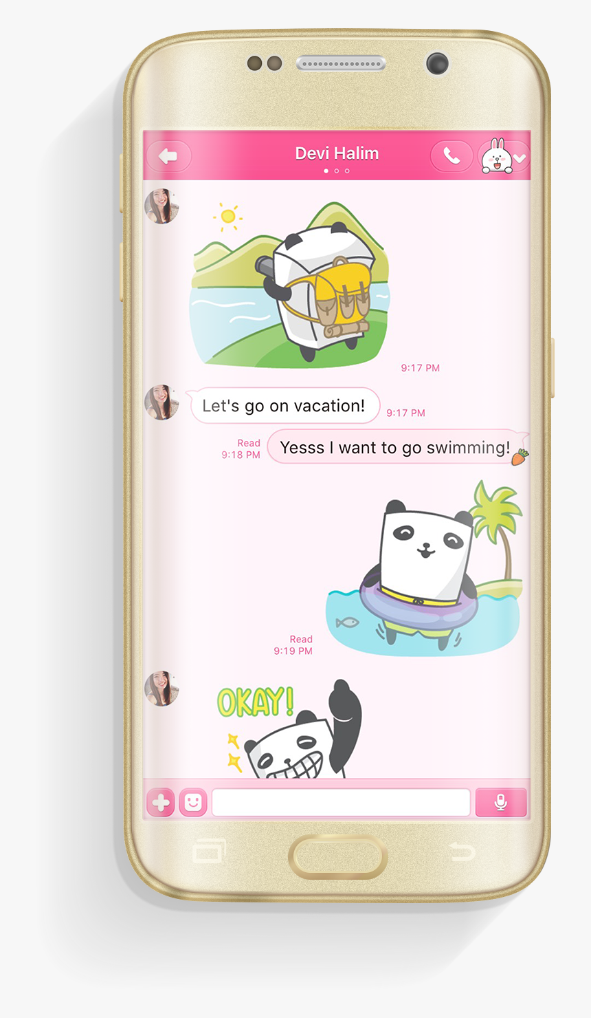 Puffy Panda Line Stickers - Cartoon, HD Png Download, Free Download