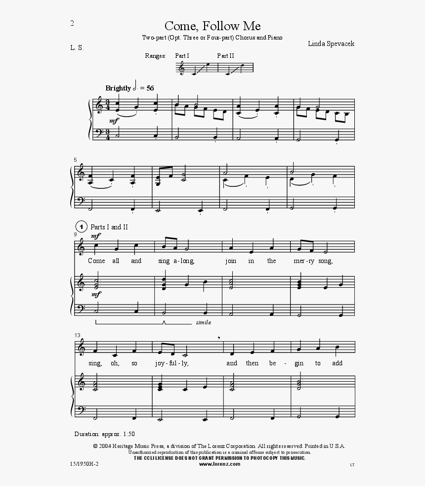 Come, Follow Me Thumbnail Come, Follow Me Thumbnail - Sheet Music, HD Png Download, Free Download