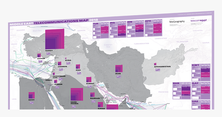 Middle East Telecommunications Map 2018, HD Png Download, Free Download