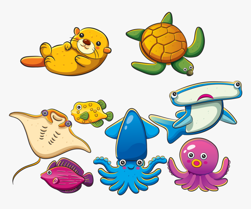 Sea Animal Lives Cartoon - Sea Creatures Cartoon Png, Transparent Png, Free Download