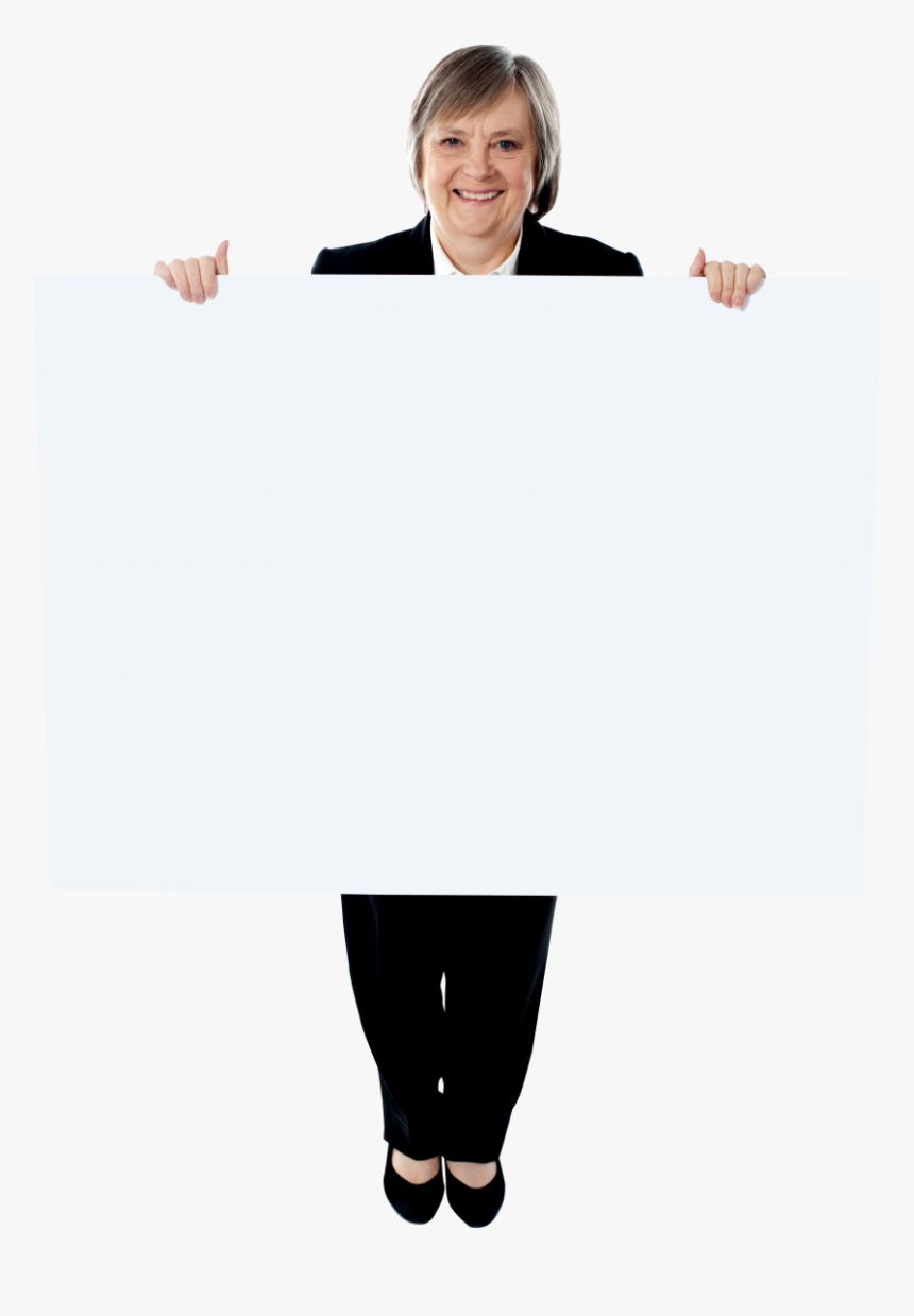 Old Women Holding Banner Png Image - Display Device, Transparent Png, Free Download