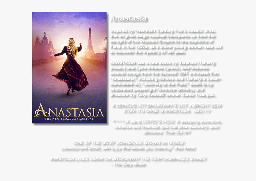 Anastasia Inspired By Twentieth Century Fox"s Classic - Broadway Anastasia Broadway Poster, HD Png Download, Free Download