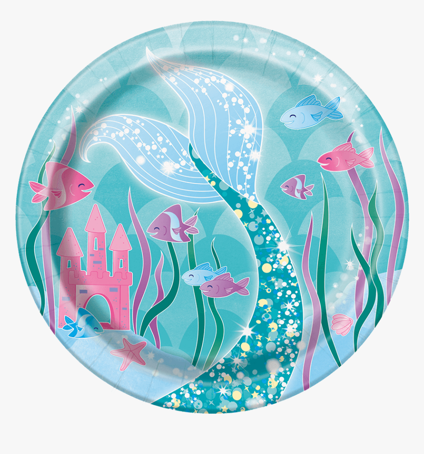 Under The Sea Mermaid Plate Small - Mermaid Party Plates, HD Png Download, Free Download