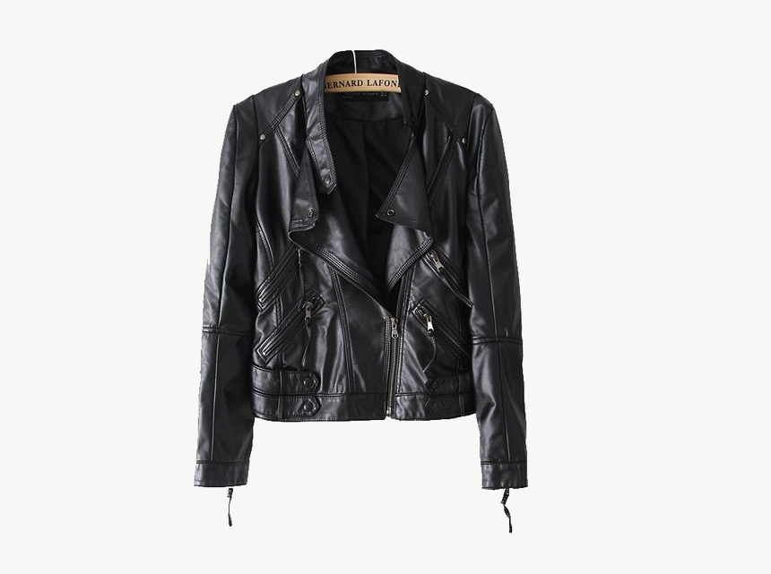 Women Leather Jacket Free Png Image - Edwardian Black Lace Blouse, Transparent Png, Free Download