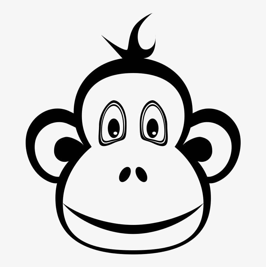 Transparent Monkey Clipart - Monkey Head Clipart Black And White, HD Png Download, Free Download