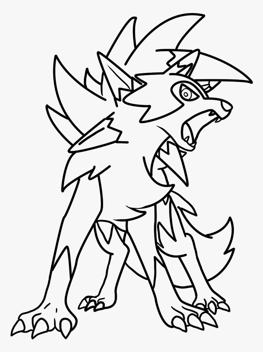 Transparent Lycanroc Png - Sun And Moon Pokemon Drawing, Png Download, Free Download