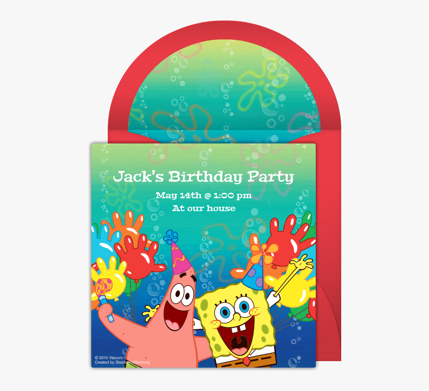Spongebob Birthday Invitation Background, HD Png Download, Free Download