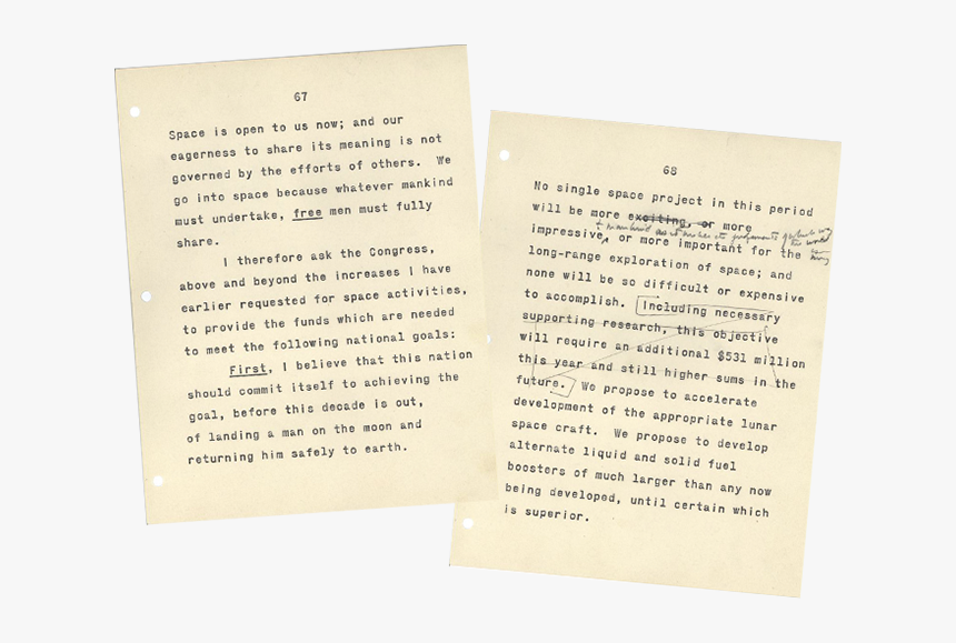 Congressional Speech Image - Jfk Moonshot Speech Paper, HD Png Download, Free Download