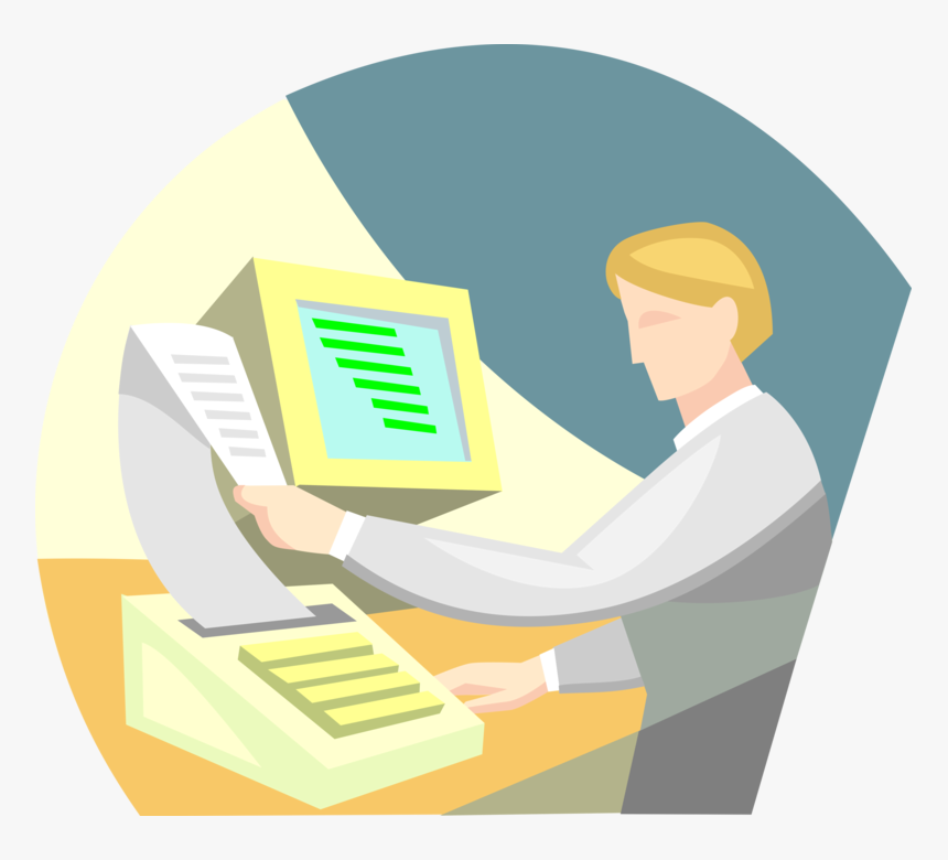 Vector Illustration Of Printing Document From Office - Printing From Computer Clip Art, HD Png Download, Free Download