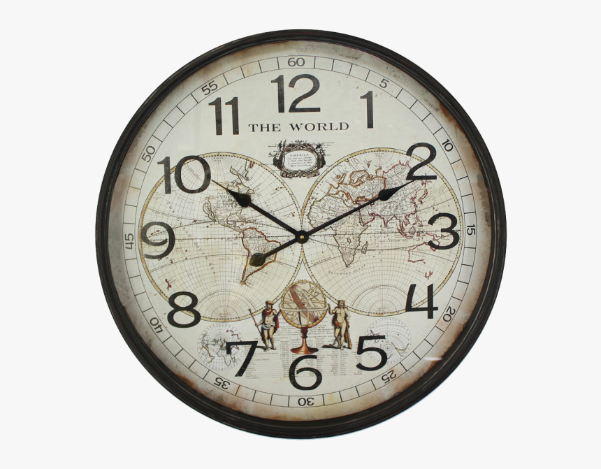 Vintage World Map Wall Clock, HD Png Download, Free Download