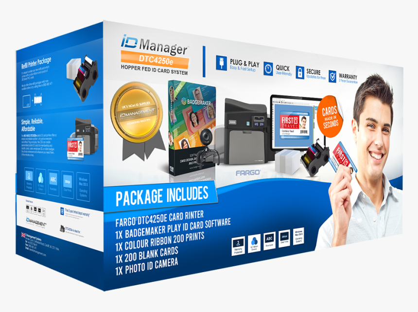 Id Manager Dtc4250e Hopper Fed Id Card System - Card Printer, HD Png Download, Free Download