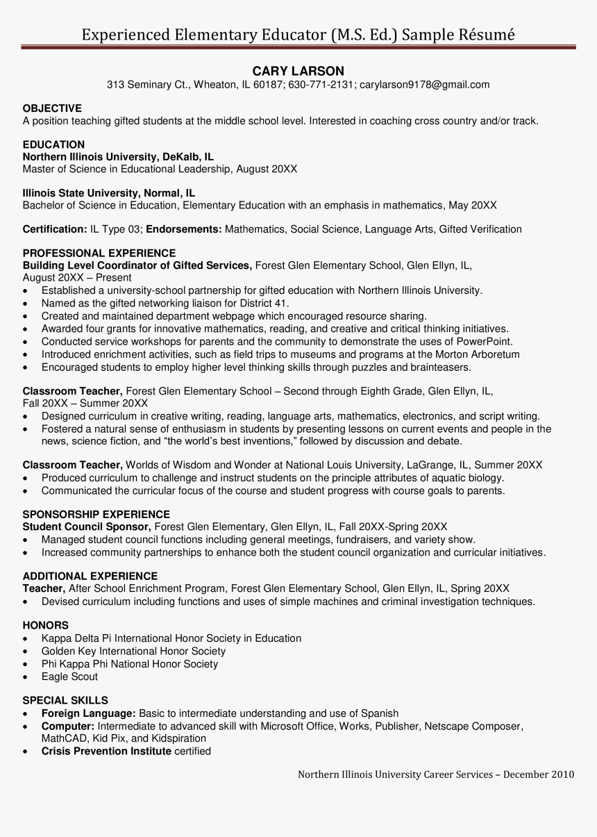 Experienced Elementary Teacher Resume Main Image - Psx Top 25 Companies 2017 2018, HD Png Download, Free Download