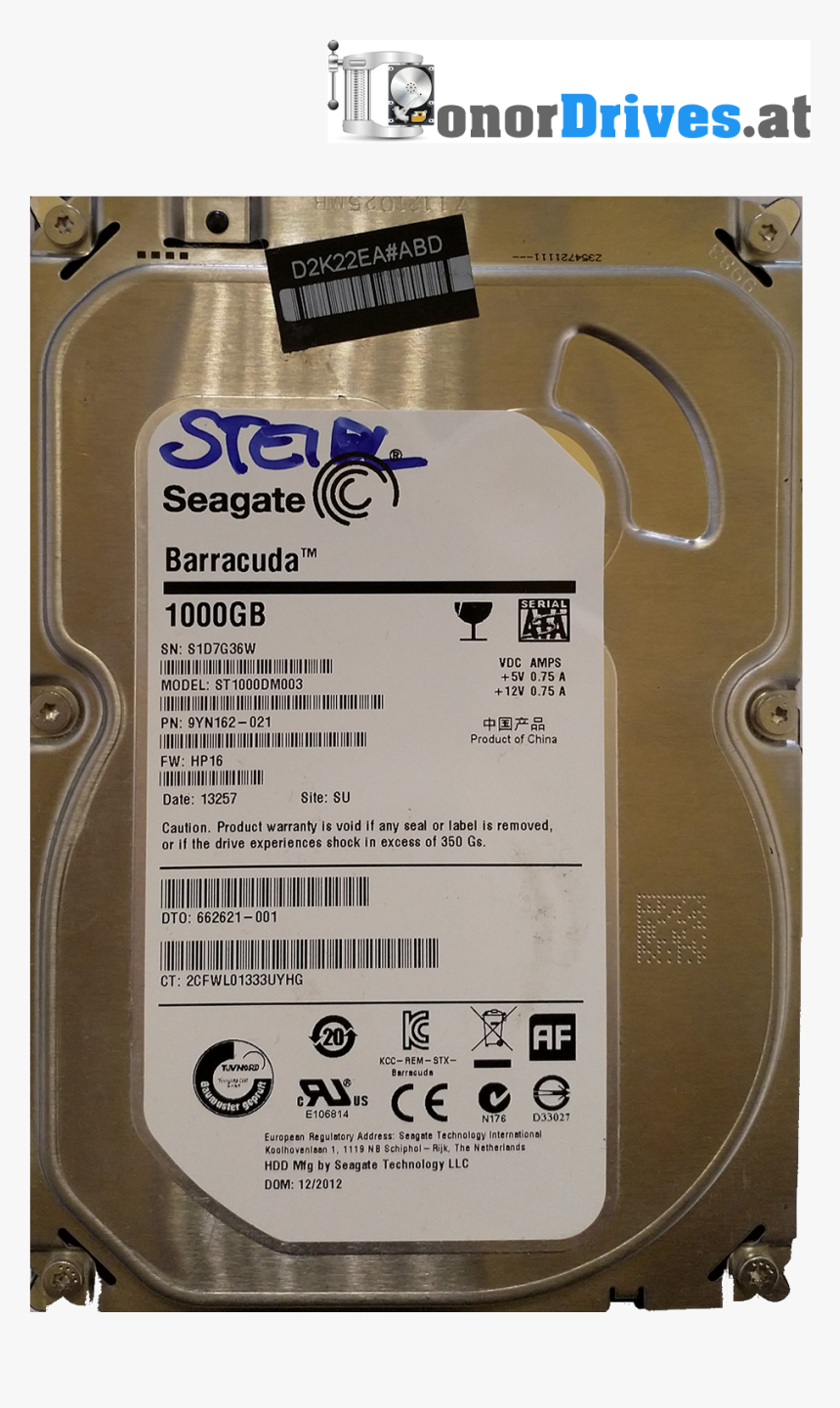 Seagate St1000dm003 9yn162 021 1tb - St1000dx001 Sshd 8gb 1tb, HD Png Download, Free Download