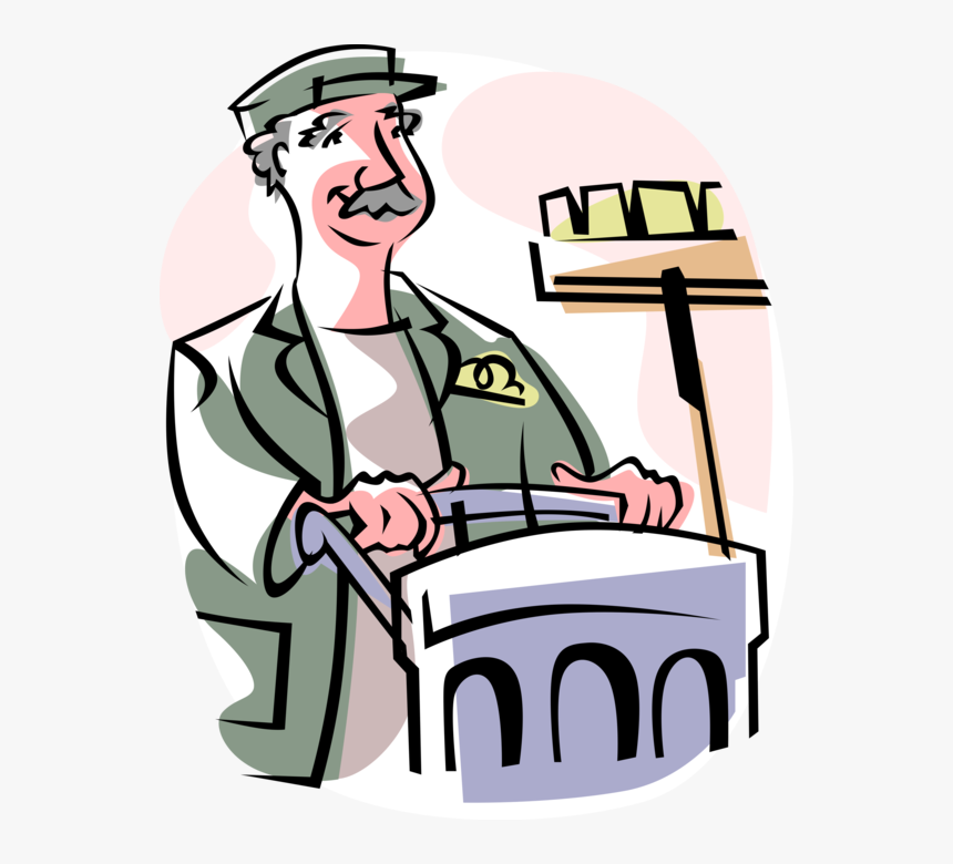 Vector Illustration Of School Janitor Custodian With - Trash Collector, HD Png Download, Free Download