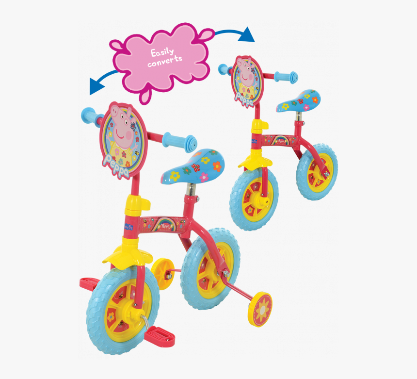 Peppa Pig 2 In 1 10 Inch Training Bike Pink M004176 - Peppa Pig Toys, HD Png Download, Free Download