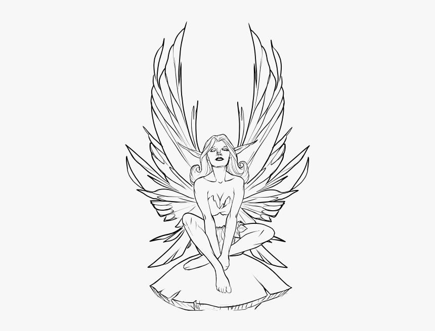 Meditating Fairy - Realistic Fairies Coloring Pages, HD Png Download, Free Download