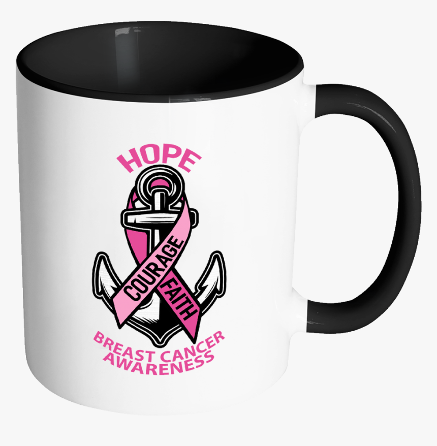Hope Courage Faith Breast Cancer Awareness Pink Ribbon - Mug, HD Png Download, Free Download