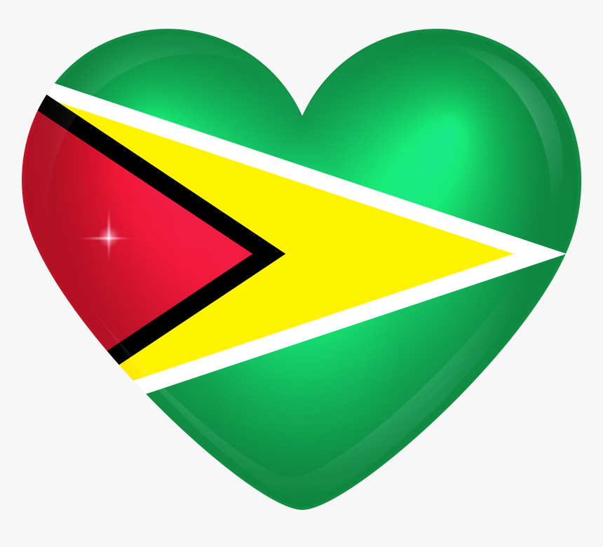 Guyana Large Heart Flag - Guyana Flag Png, Transparent Png, Free Download