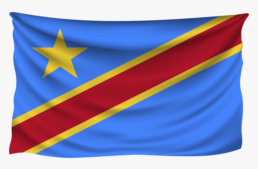 Democratic Republic Of The Congo Wrinkled Flag Clipart - Democratic Republic Of Congo Flag Png, Transparent Png, Free Download