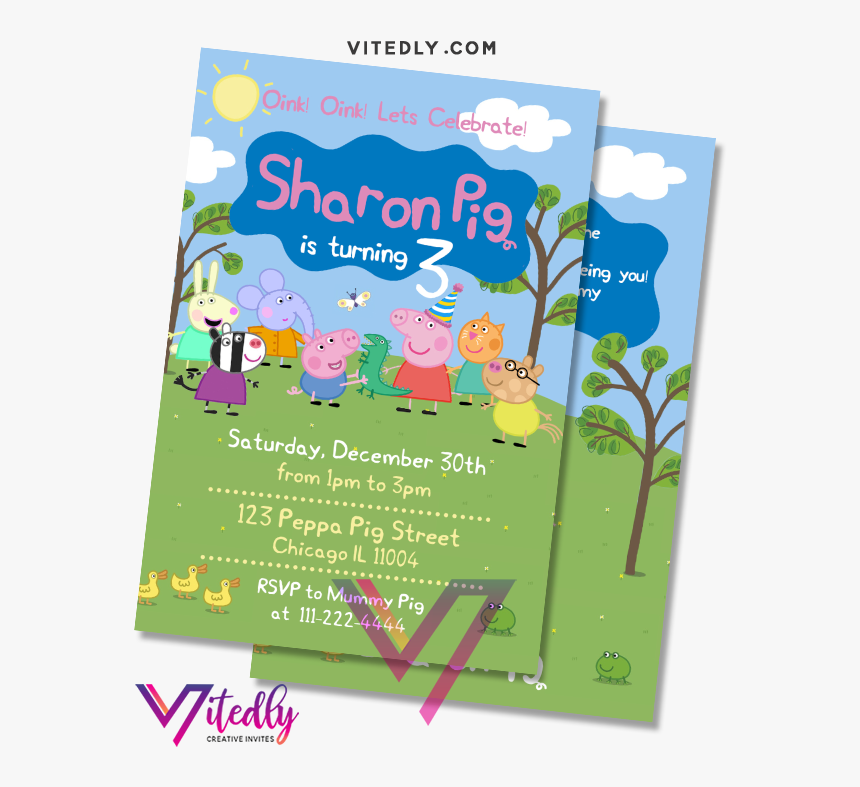 Peppa Pig Invitation - Peppa Pig, HD Png Download, Free Download