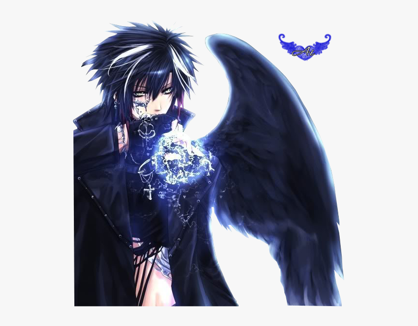Anime Fallen Angel Male , Png Download - Anime Black Angel Wings, Transparent Png, Free Download