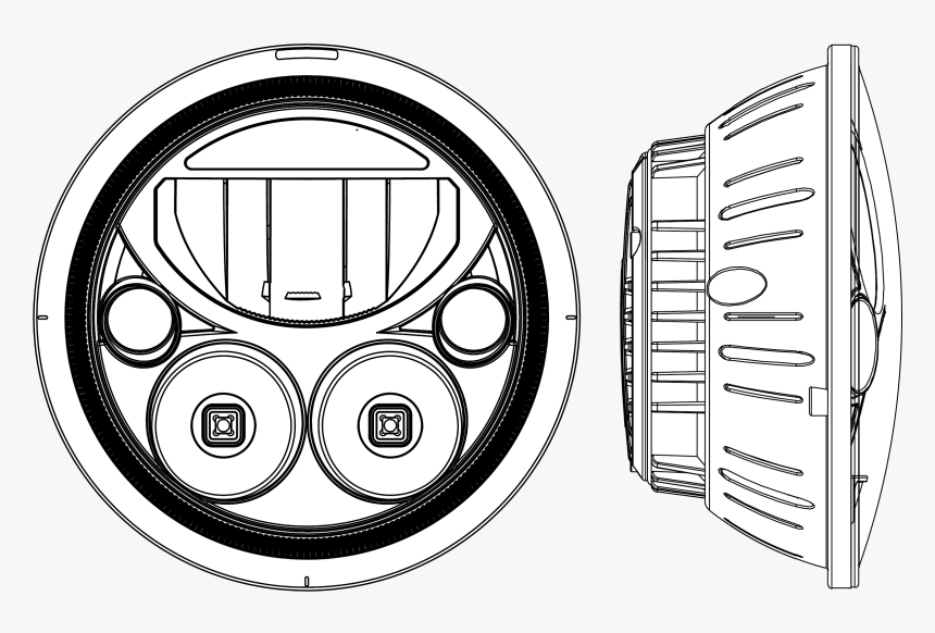 75 Inch Headlight 2d Drawing Front And Side - Circle, HD Png Download, Free Download