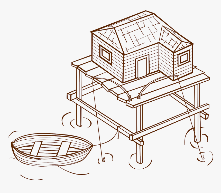 House On Stilts Colouring, HD Png Download, Free Download