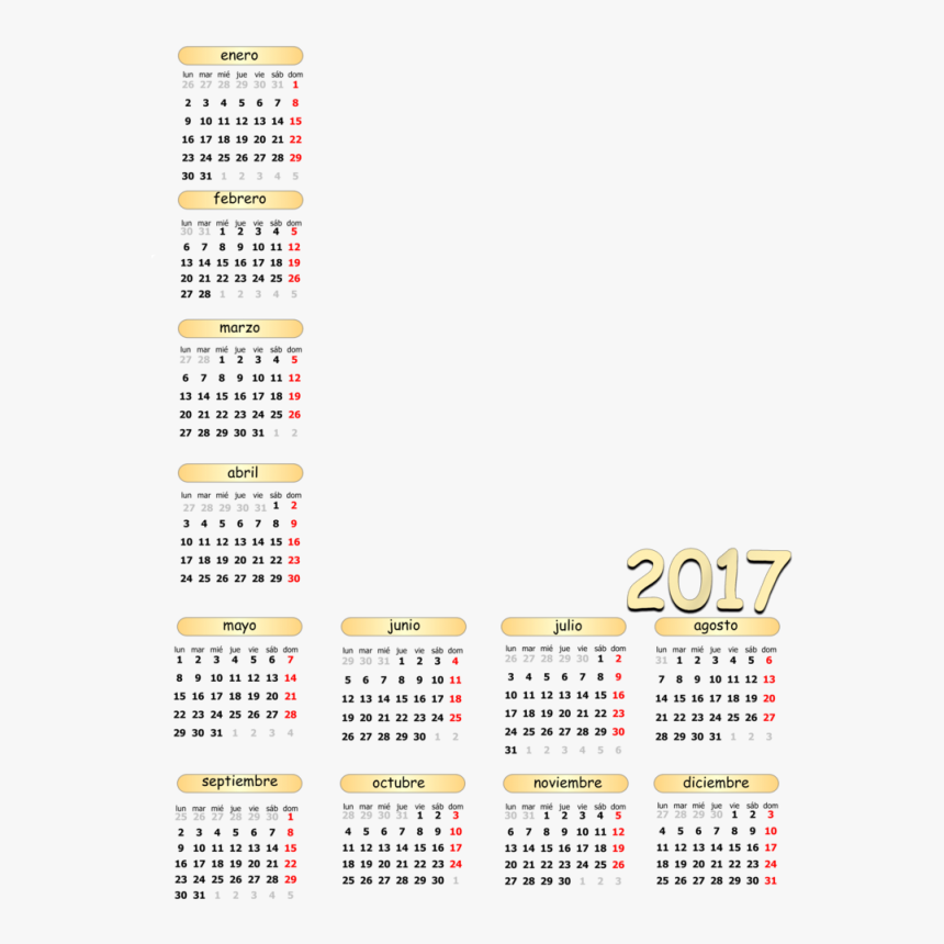 2017 Calendar Png Transparent, Png Download, Free Download