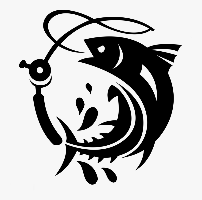 Realistic Fish Jumping Clipart Black And White Jpg - Silhouette Fishing Clip Art, HD Png Download, Free Download