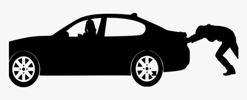 Can A Car Run Without A Battery - Car Silhouette People Pushing Car, HD Png Download, Free Download