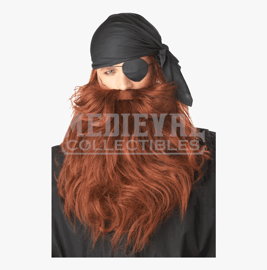 Red Pirate Beard And Moustache - Pirate Beard Wig, HD Png Download, Free Download